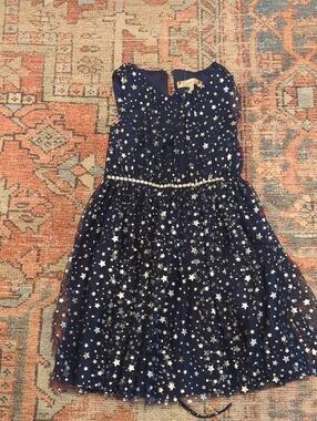 Speechless Navy Star-Print Tulle Dress with Rhinestone Waistband